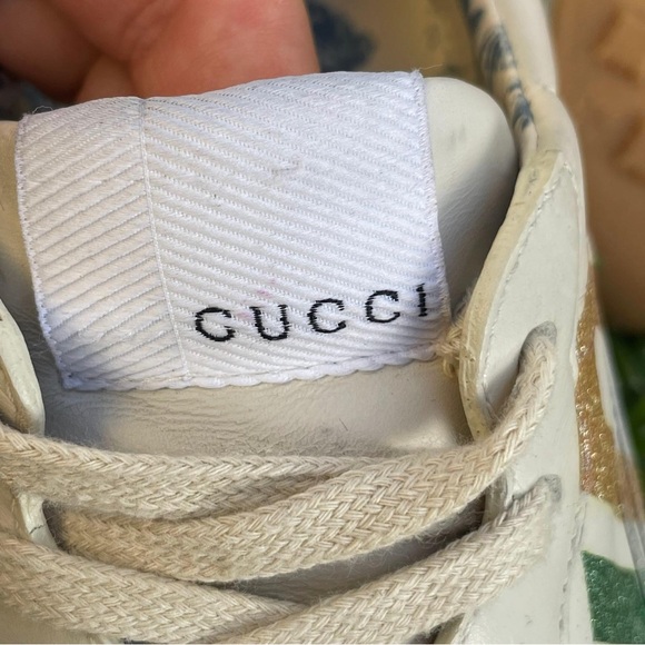 GUCCI Rhyton Leather Sneaker with Rainbow Glitter Logo Low Top, Womens 7.5 - Picture 4 of 17